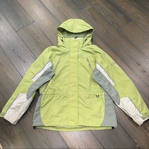 Columbia green and gray Women’s ski jacket size large